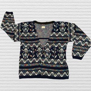 Urban Renewal / Bramble Lane Colorful Cardigan M/L Recycled Upcycled USA 70s 80s